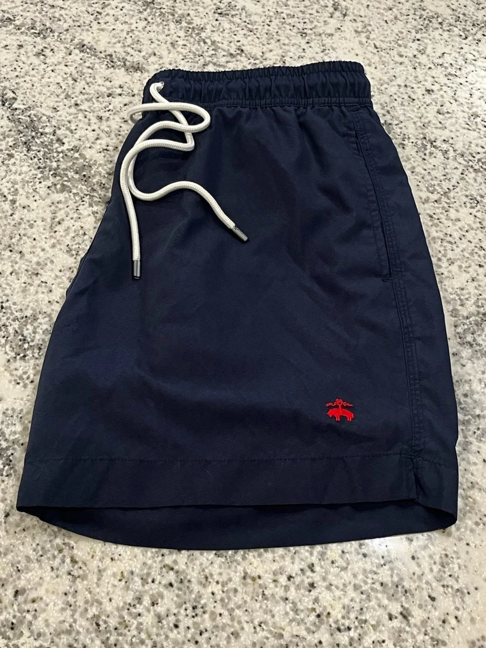 Brooks Brothers Mens Blue Swim Shorts Pockets & Lined - Size Medium 5”